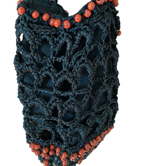 Free People Moonlight Beaded Crochet Macrame Pouch Bag Boho Cottagecore Festival - Picture 3 of 5